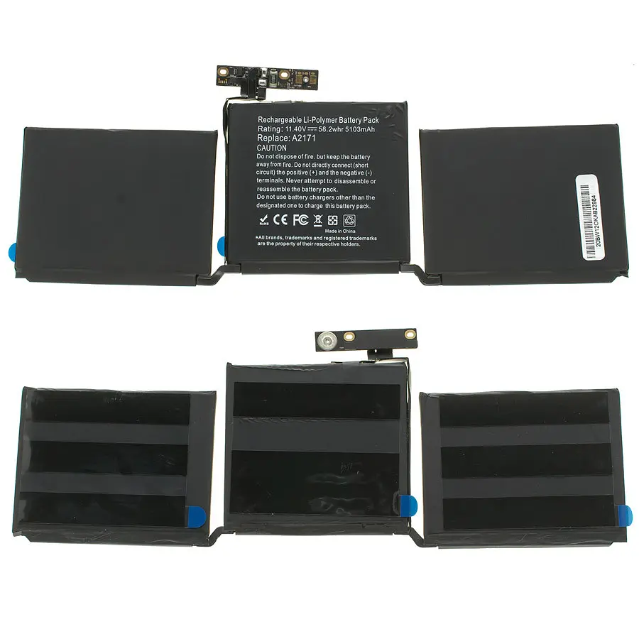 Батарея для ноутбука Apple A2171 (A2159 Apple MacBook Pro 13) 11.4V 5103mAh 58.2Wh Чорний - фото 2