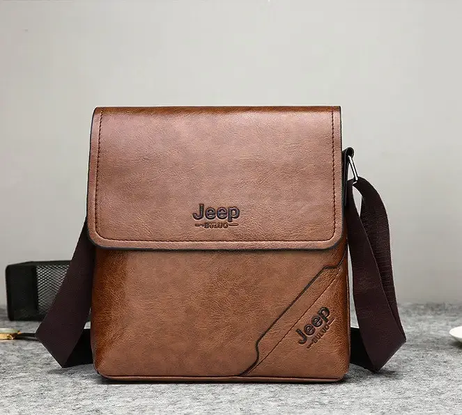 Сумка чоловіча через плече планшет крос-боді Jeep Світло-коричнева (684СК) - фото 2