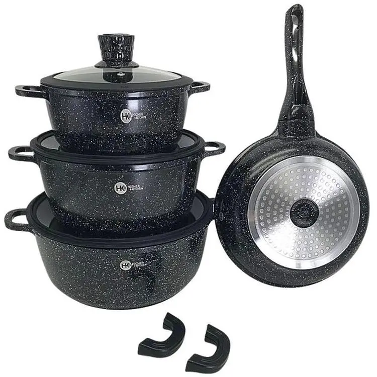 Набір каструль з антипригарним гранітним покриттям Higher Kitchen XPRO НК-324 чорний (42863-НК 324_2356) - фото 4