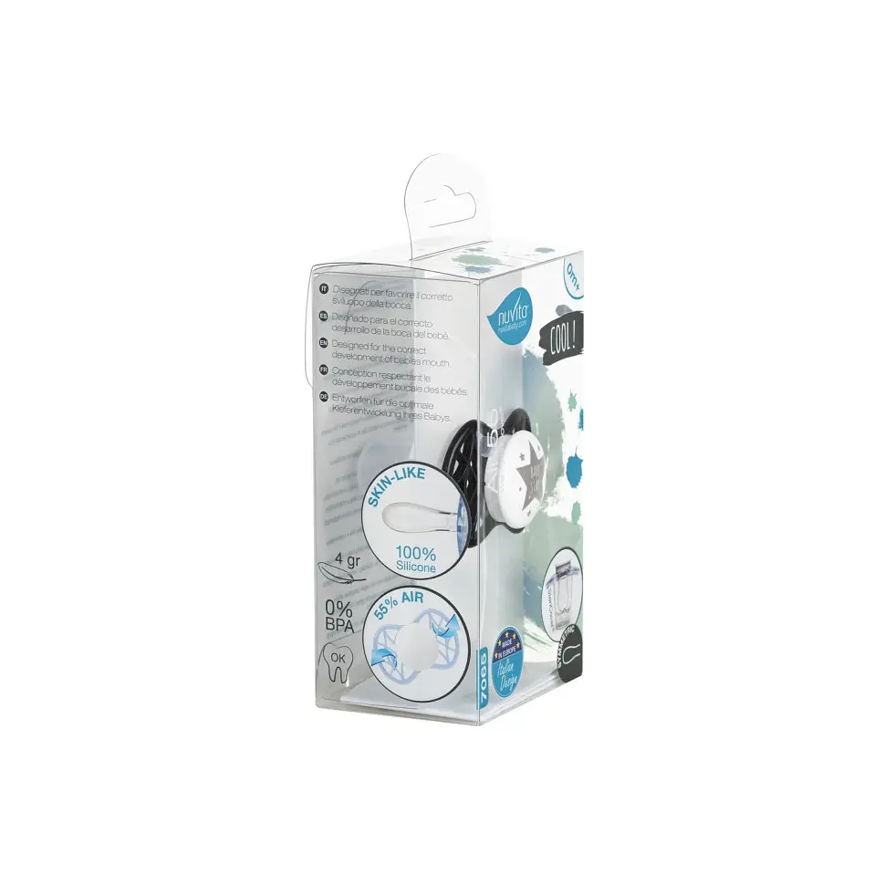 Пустышка Nuvita 7065 Air55 Cool симметрическая 0m+ BABY STAR черная NV7065IB - фото 4