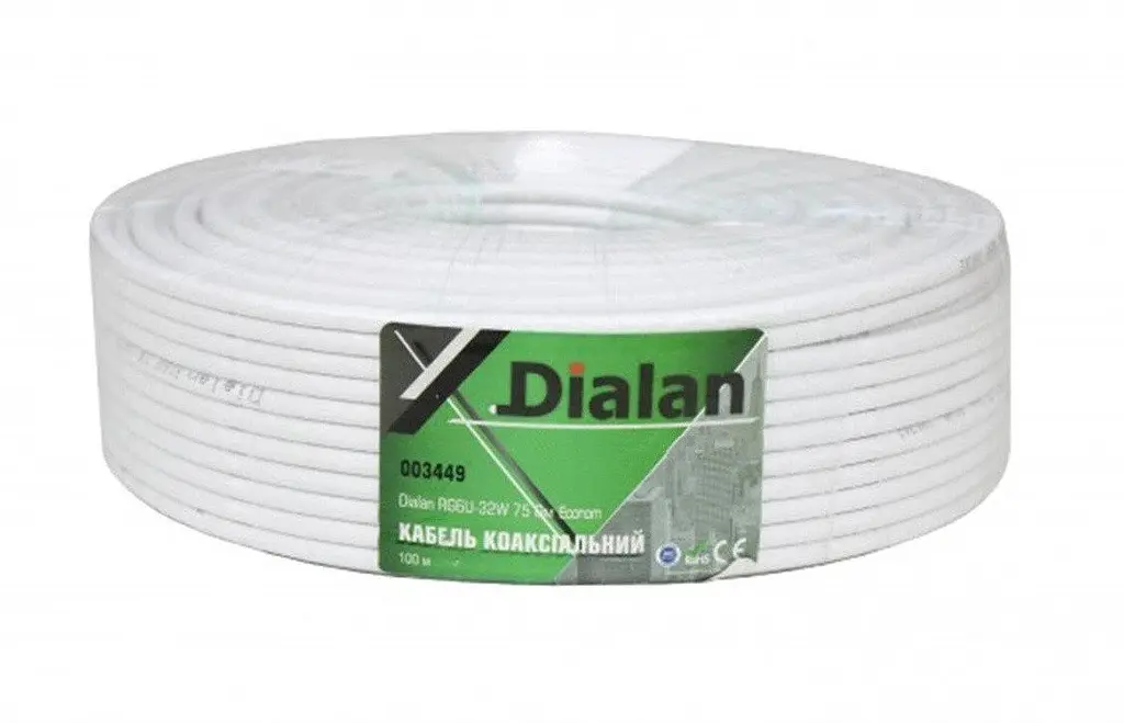 Кабель коаксіальний Dialan Econom RG6U 32W CCS (білий) 75 Ом 100 метрів бухта
