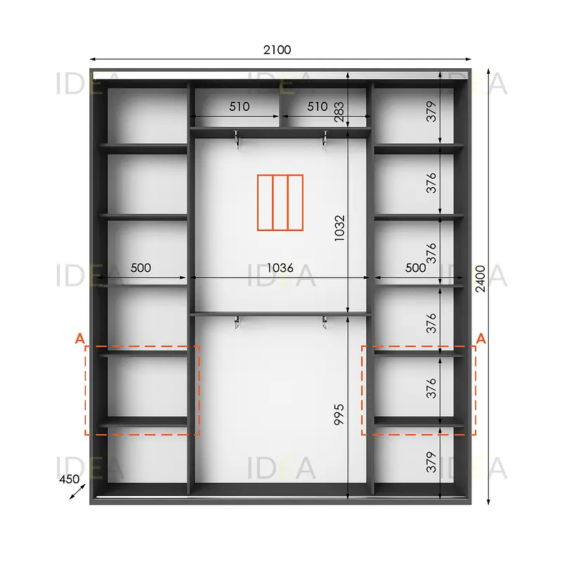 Шафа-купе Idea серія 3 210 x 45 x 240 см Антрацит - фото 2