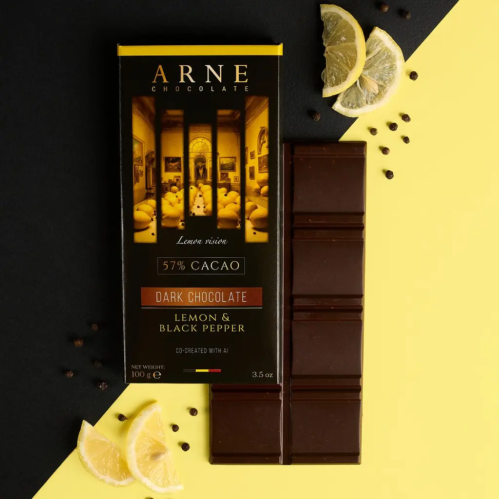 Шоколад черный Arne 57% с лимонной цедрой и перцем 100 г - фото 2