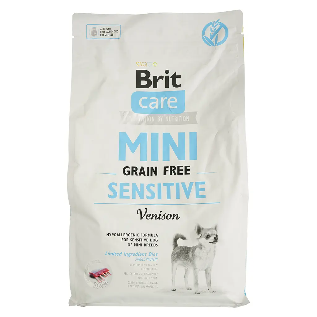 Сухой корм для собак миниатюрных пород с чувствительным пищеварением Brit Care GF Mini Sensitive с олениной 2 кг - фото 2