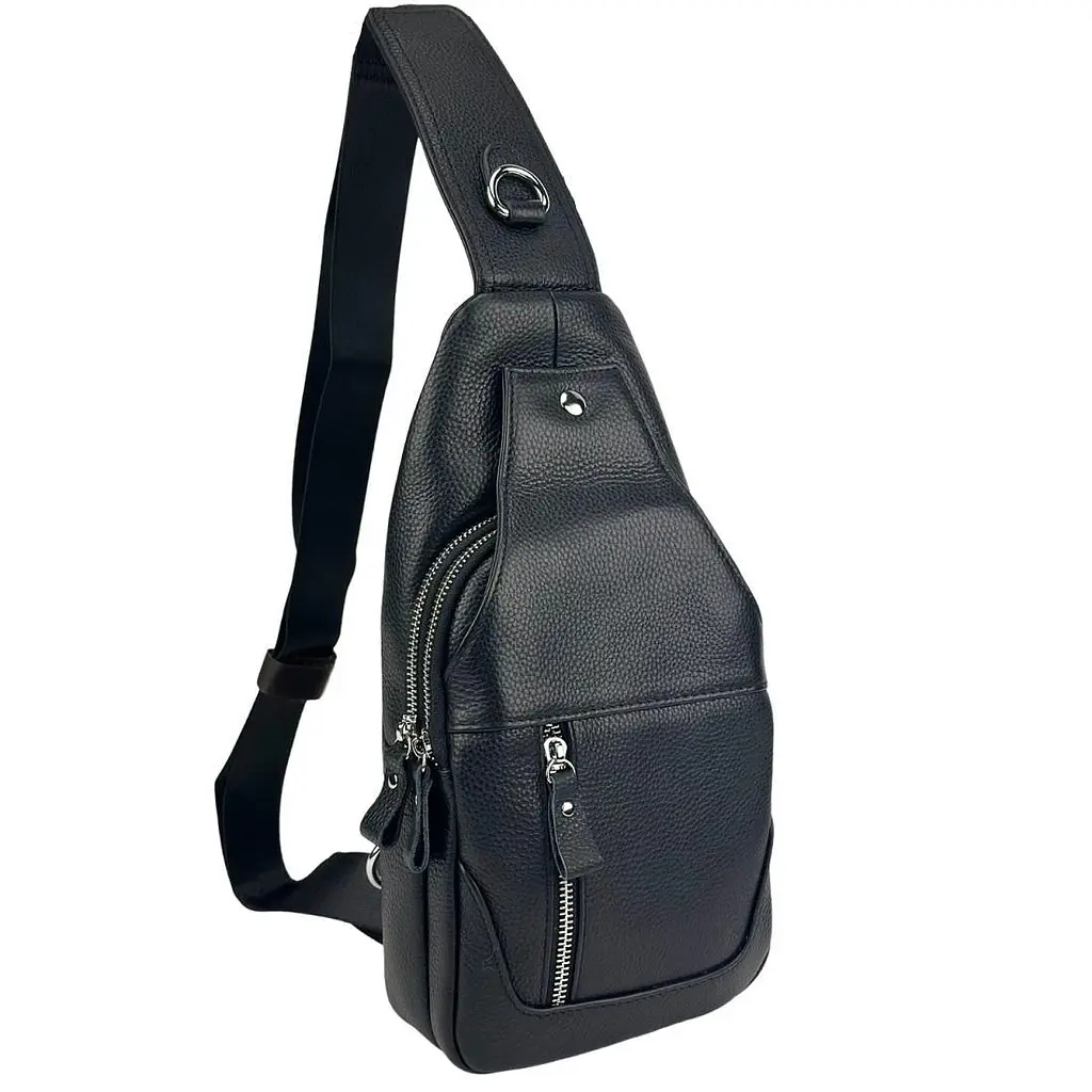 Шкіряний чорний слінг через плече Tiding Bag A25F-6809-1A чорний - фото 8