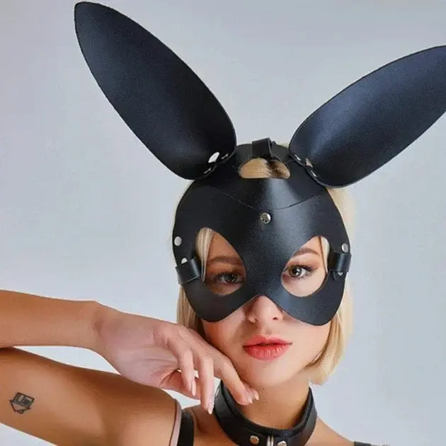 Маска для рольових ігор I’MCUM Bunny Екошкіра Чорна (IM-SM230_bunny) - фото 5