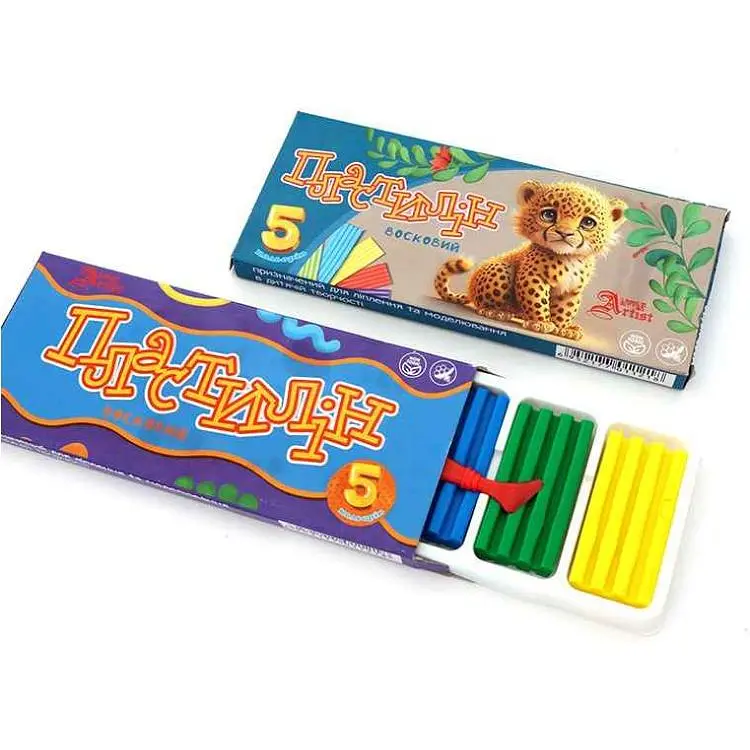 Пластилін LITTLE ARTIST 5 кольорів восковий, зі стеком, 100г