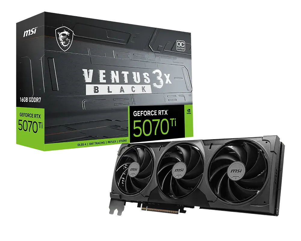 Відеокарта GeForce RTX 5070 Ti 16GB MSI Ventus 3X OC Black (RTX 5070 Ti 16G VENTUS 3X OC BLACK) - фото 6