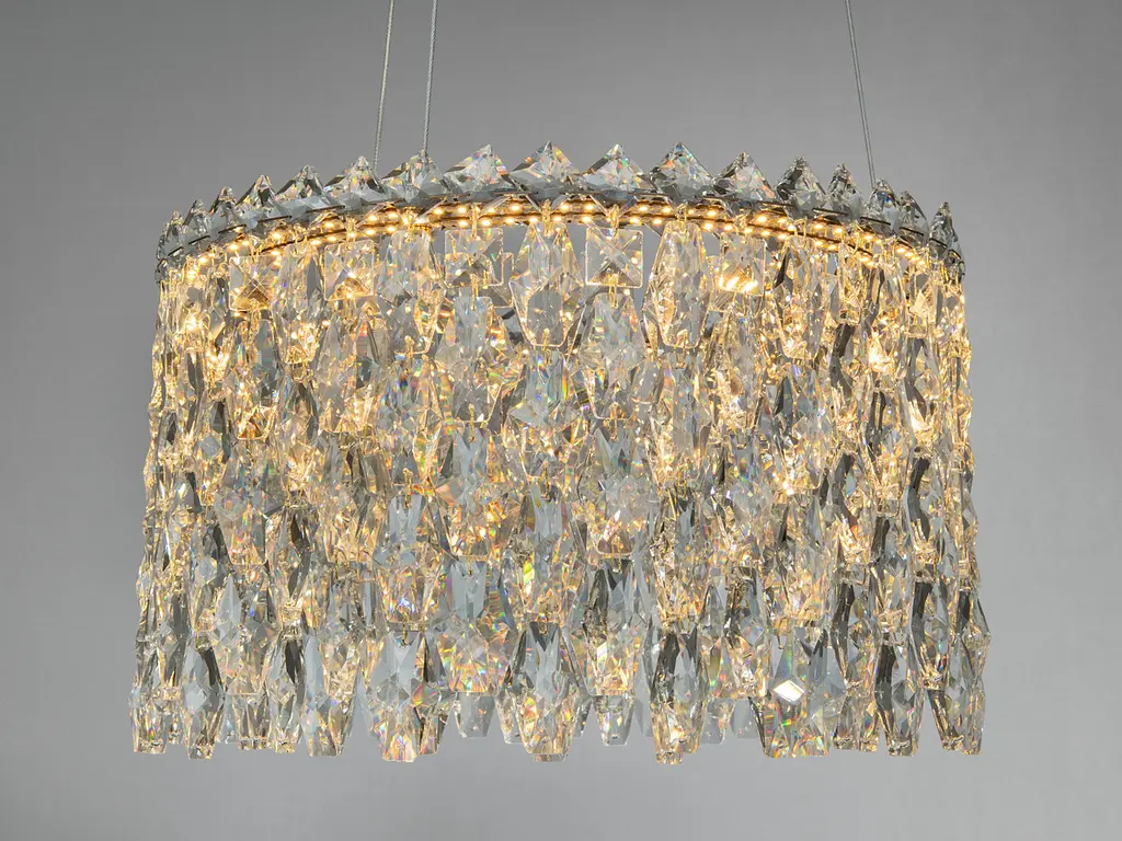 Підвісна кришталева LED люстра Diasha 582/400G золото 37 см 52 W 3 режими світла - фото 2