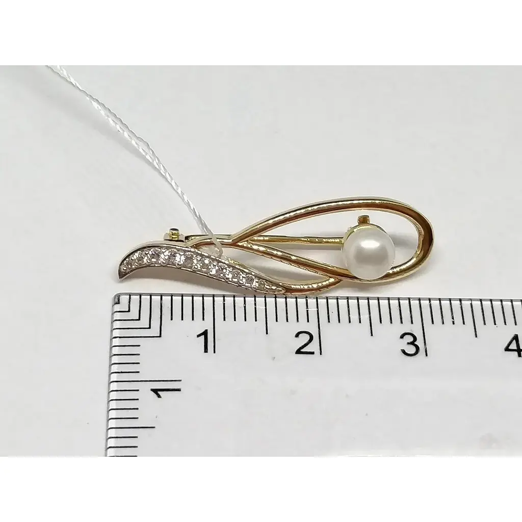 Золота брошка Імперія золота з фіанітами і перлами. БШ251И - фото 5