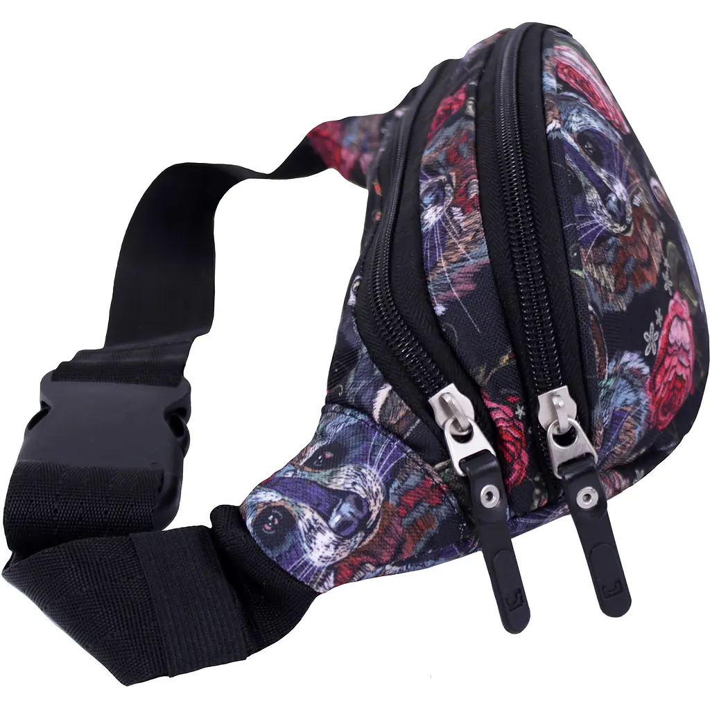 Сумка-бананка Bagland Bella 2 л сублімація 477 чорна з принтом (00202664) - фото 2