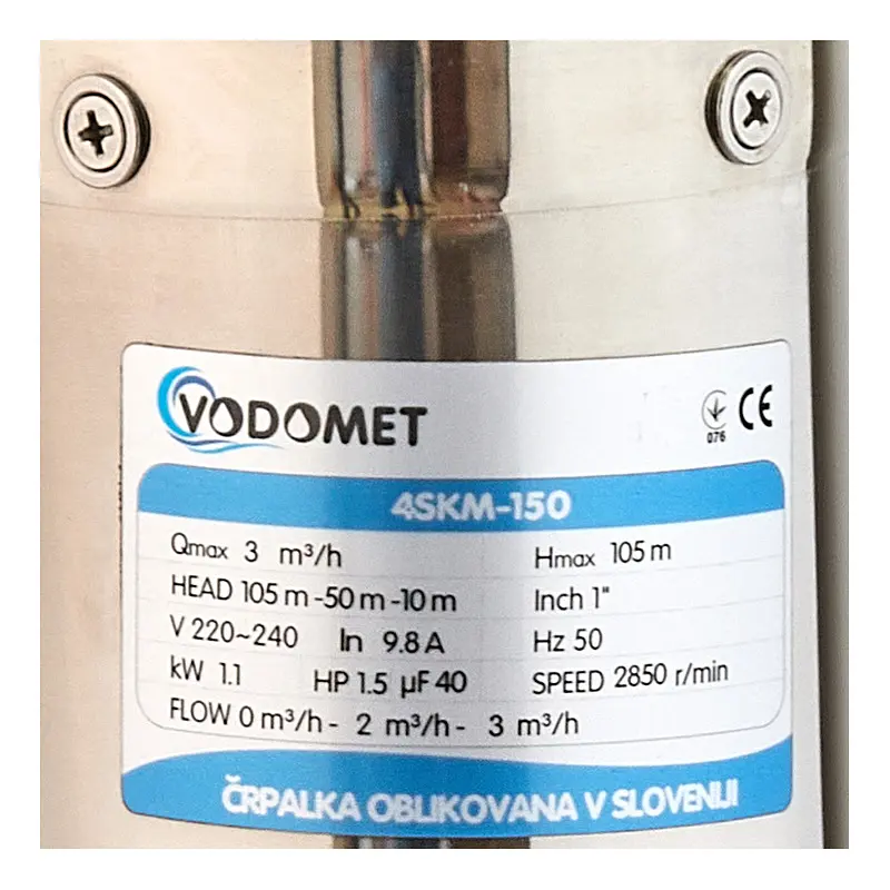 Вихровий насос Vodomet 4SKM-150 Н=105М, Q=3кбМ, P=1100 Вт, вбудований конденсатор VO4156 - фото 2