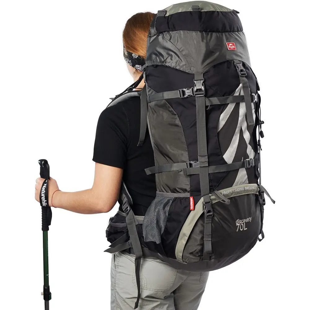 Рюкзак туристичний Naturehike NH70B070-B, 70 л + 5 л, чорно-сірий - фото 11