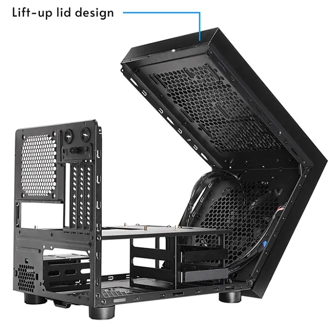 Корпус Chieftec THE CUBE CI-03B-OP, без БЖ, fan 20cm, mATX, Black - фото 4