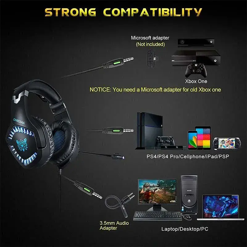 Наушники Onikuma Gaming with LED K1 Pro черные - фото 6