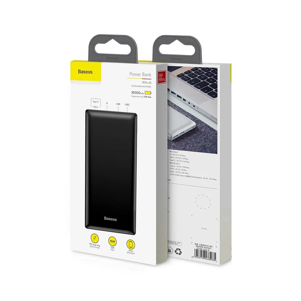 Power Bank Baseus Mini JA Fast charge Power Bank 3A 30000mAh Black (PPJAN-C01) - фото 3