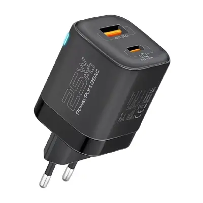 Зарядний пристрій Promate USB-C + USB-A (powerport-25ac.black) - фото 9