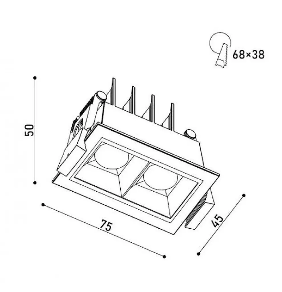 Світильник точковий врізний KLOODI KD-POINT 2X2 4W 3K BK - фото 3