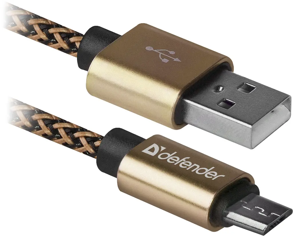 Кабель USB 2.0 AM-micro BM, 1.0 м, золотистий, 08-03T PRO Defender - фото 2