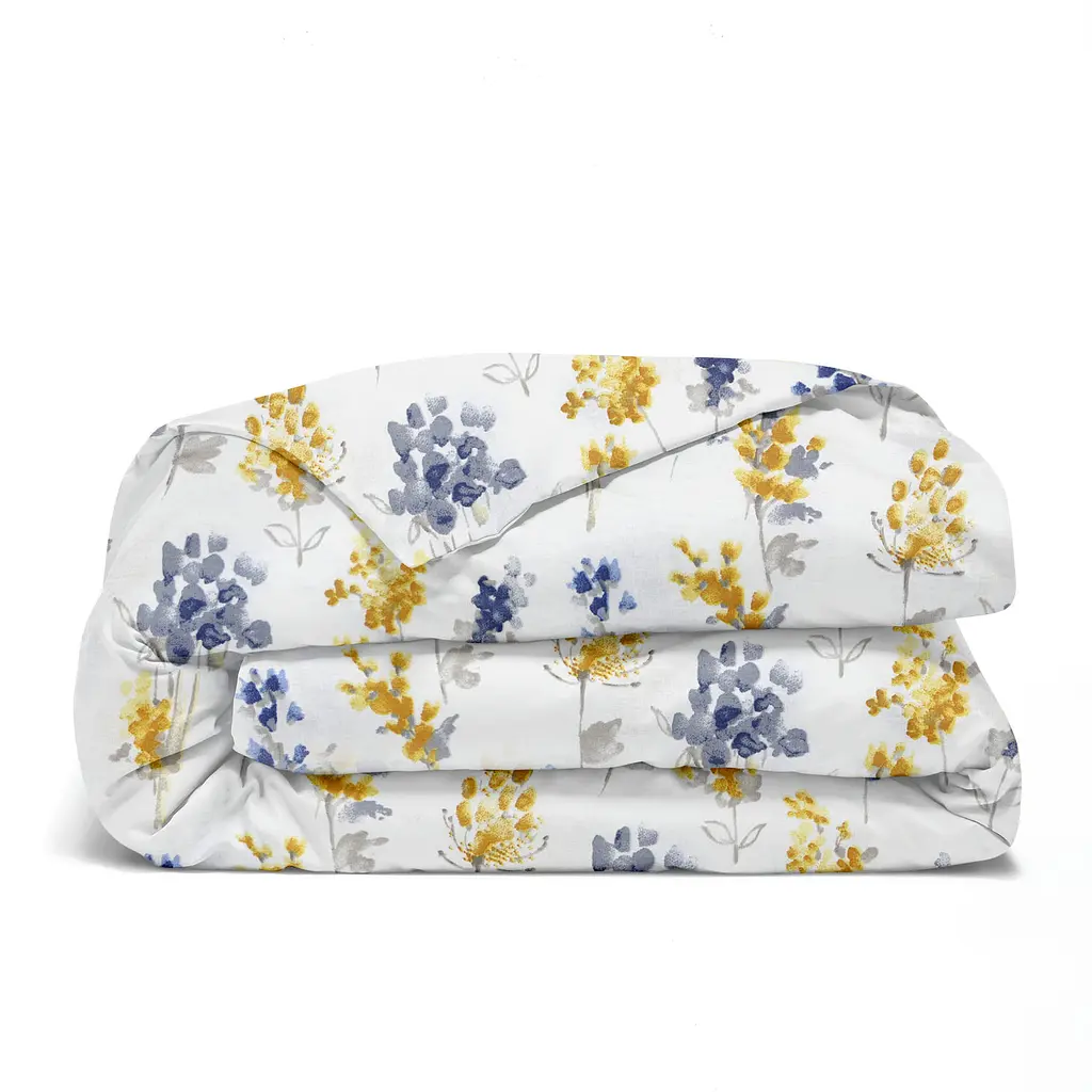 Комплект постельного белья Cosas Watercolor flowers CS2 Семейный желтый (FlowersBlueYellow_Steel56_160x2) - фото 5
