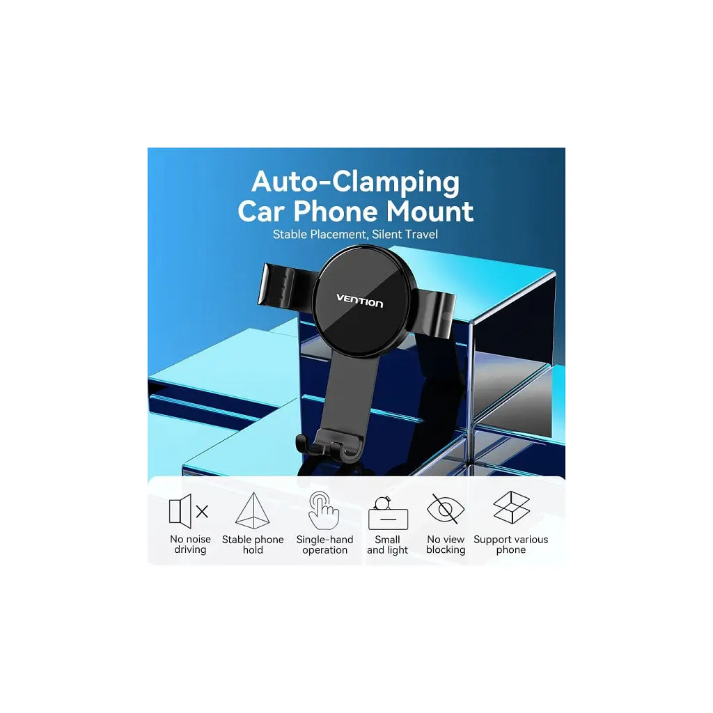 Універсальний автотримач Vention 4.7-7.2" Car Phone Mount With Duckbill Clip Black (KCGB0) - фото 3