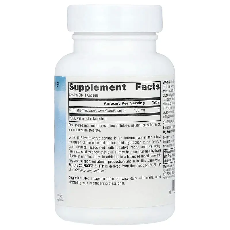 Амінокислота Source Naturals Serene Science 5-HTP 100 мг 60 капсул - фото 2