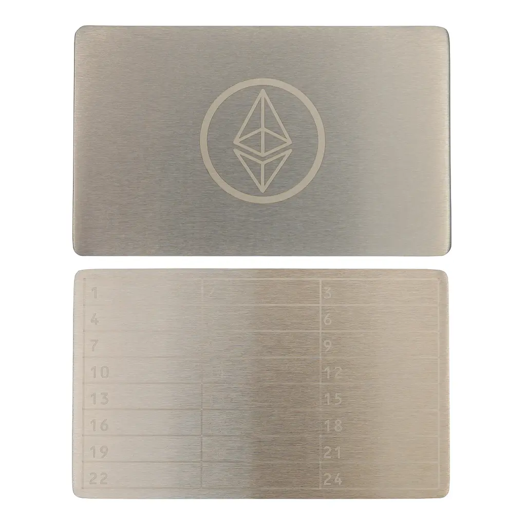 Металева пластина для зберігання сід-фрази Ethereun Mini Plate 55×90 мм + гравірувальна ручка (1 шт) - фото 4