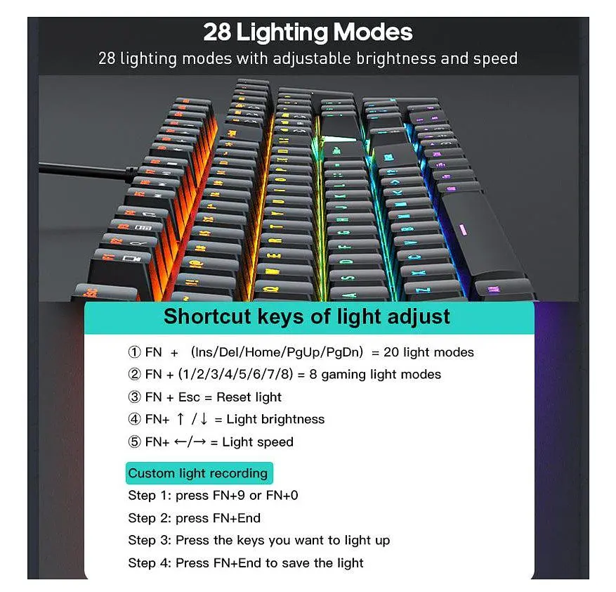 Клавіатура механічна ігрова з підсвіткою iMICE Model GK-600 USB Wired Type-C, Eng/Укр/Рус, Black - фото 6