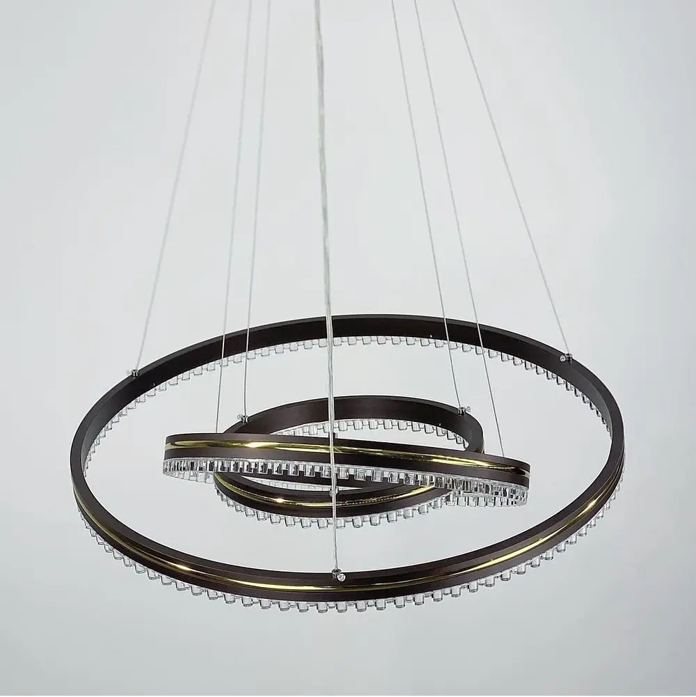 LED люстра цвета coffee на 3 кольца с золотистой полоской Line.F A 55060/3P CF+GD - фото 2