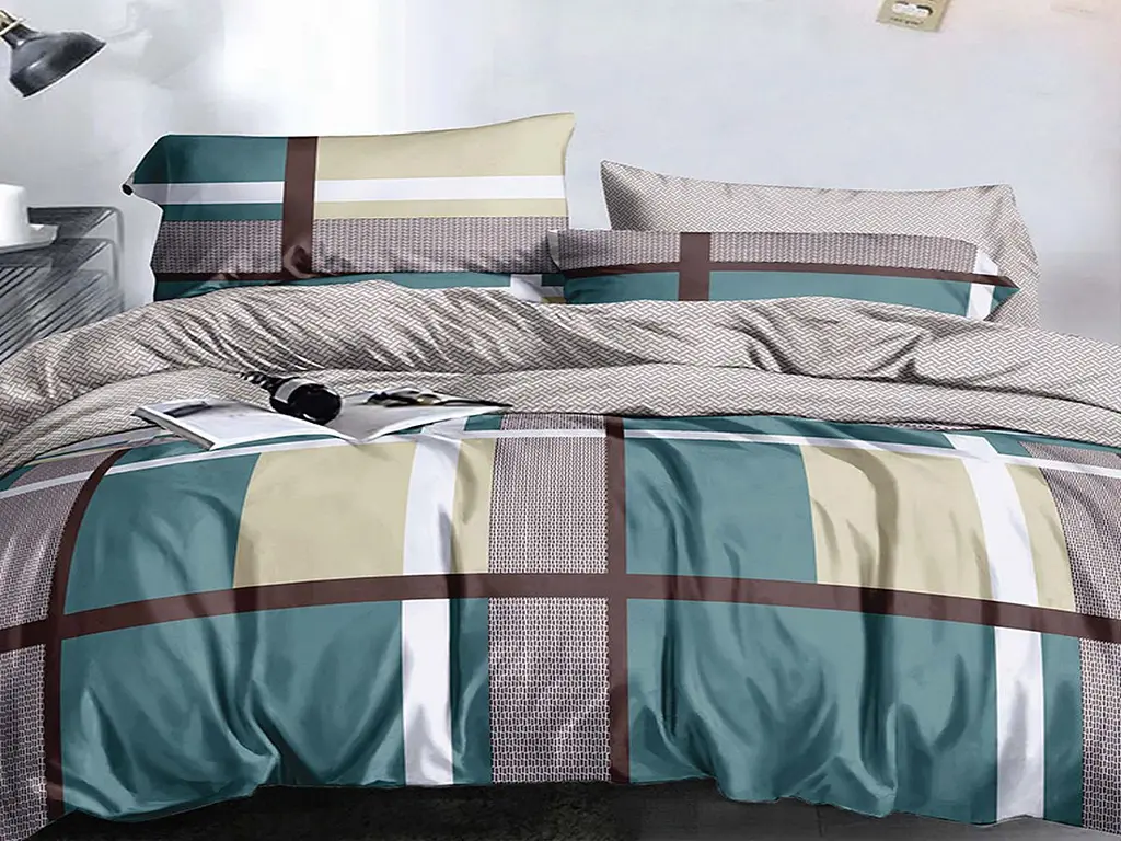 Комплект постільної білизни Ecotton двоспальний Сімейний 150х215 см сіро-зелений (24103) (24103)