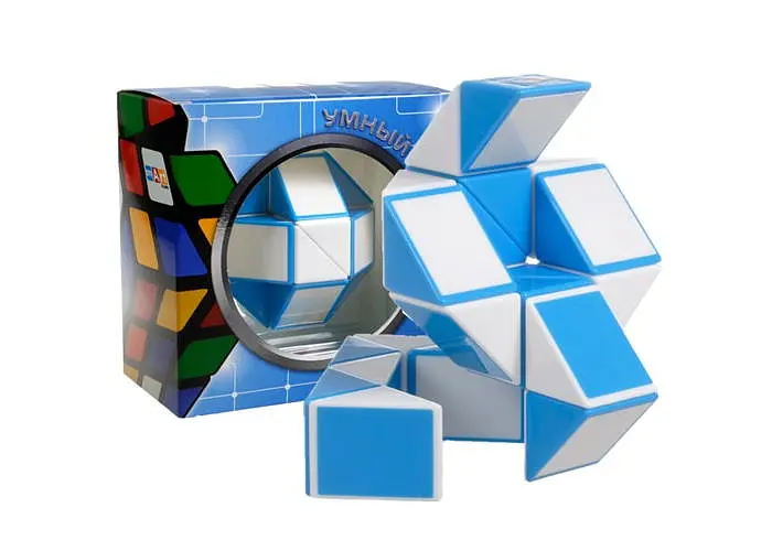 Змейка Рубика бело-голубая в коробке (Smart Cube Snake Blue) (SCT401) - фото 6
