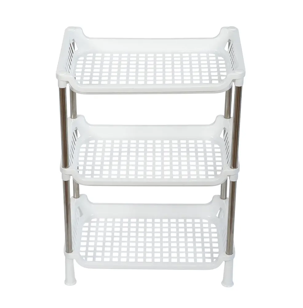 Этажерка пластиковая 3 яруса белая 27.5 х 17 х 39 см - фото 8