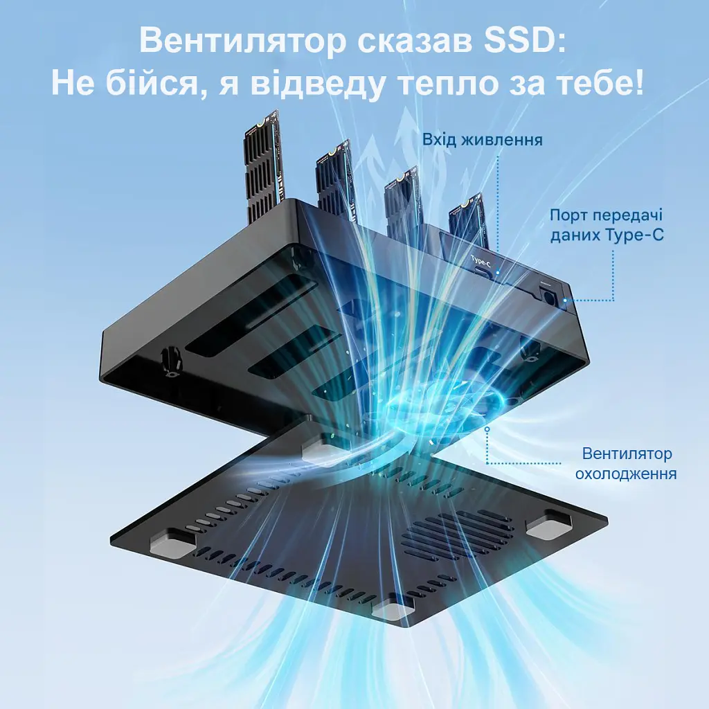 Док-станція для накопичувачів Maiwo 4*NVMe M.2 SSD Key M/B+M to USB4.0 USB-C 40Gbps (K3015P4) - фото 6