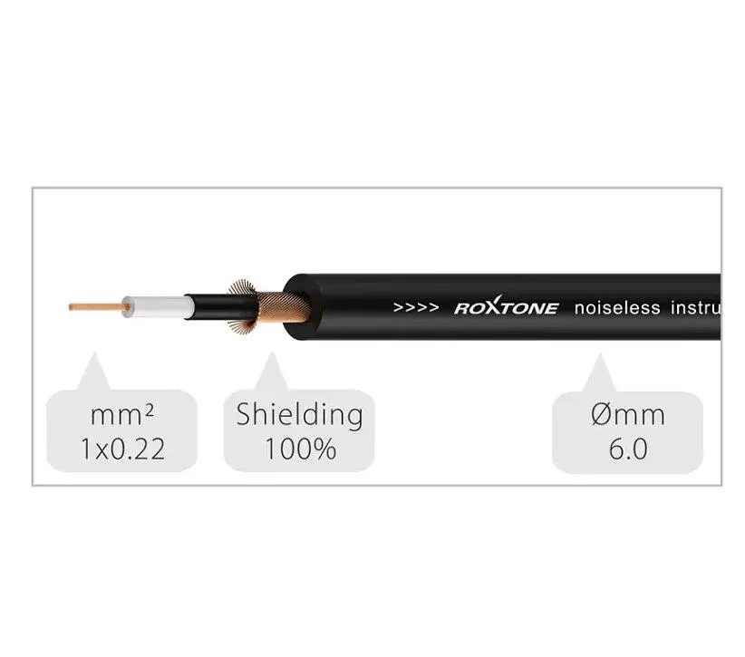 Инструментальный/гитарный/межблочный кабель Jack 6,3 — Jack 6,3 Roxtone SGJ-J100-L6 6м - фото 2