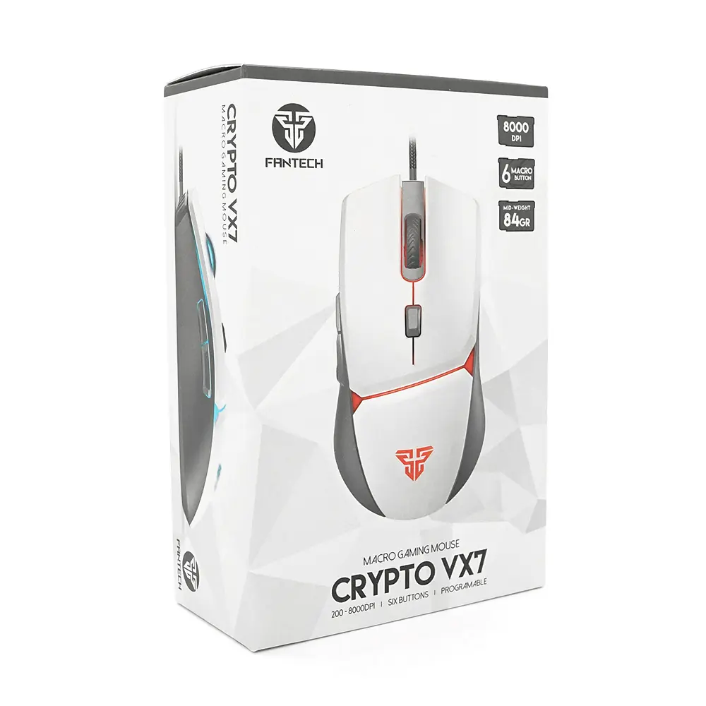 Ігрова миша провідна CRYPTO VX7 SPACE EDITION, 6 кнопок, 200-8000 DPI, Led Lighting RGB, 1,8м, Windows XP/Vista/Win7/8/10/11 Mac OS X, White, BOX - фото 3