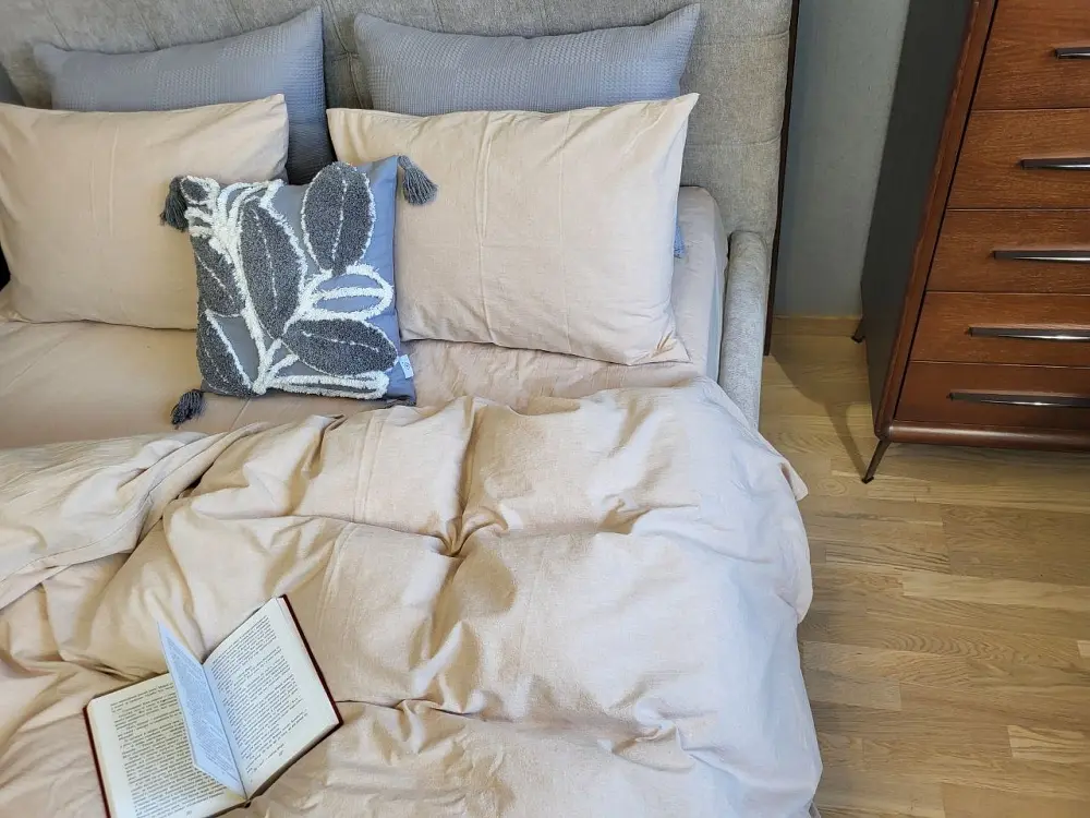 Комплект постільної білизни Washed Cotton з вареної бавовни латте Latte  - двоспальний - фото 2