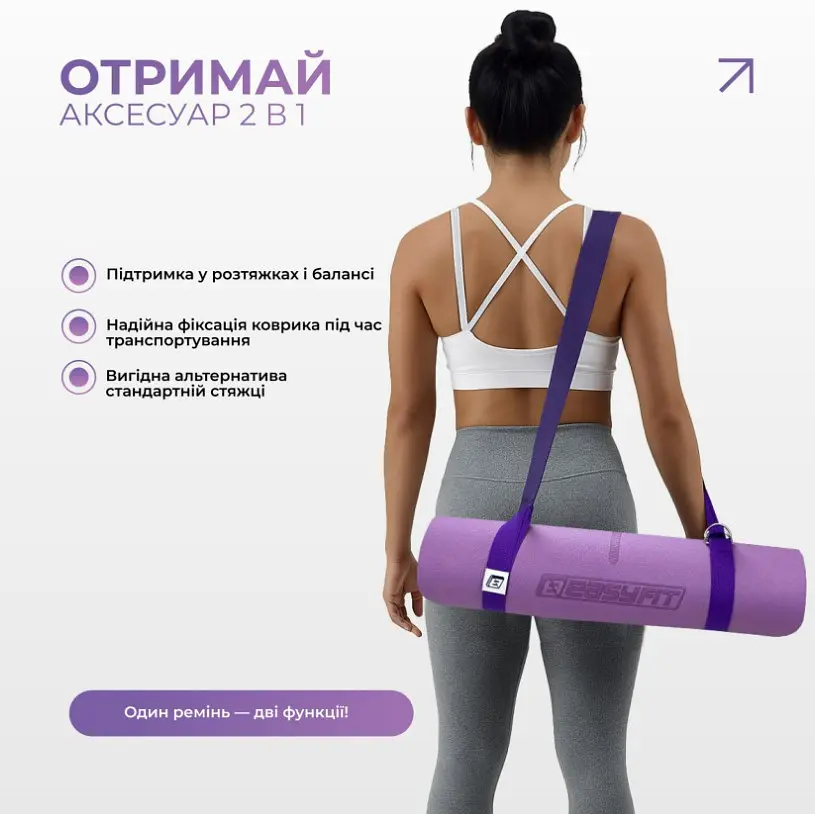 Набір для йоги та фітнесу EasyFit Polarity Set (килимок, два блоки та ремінь) фіолетово-рожевий (EF-2421s-VP) - фото 6