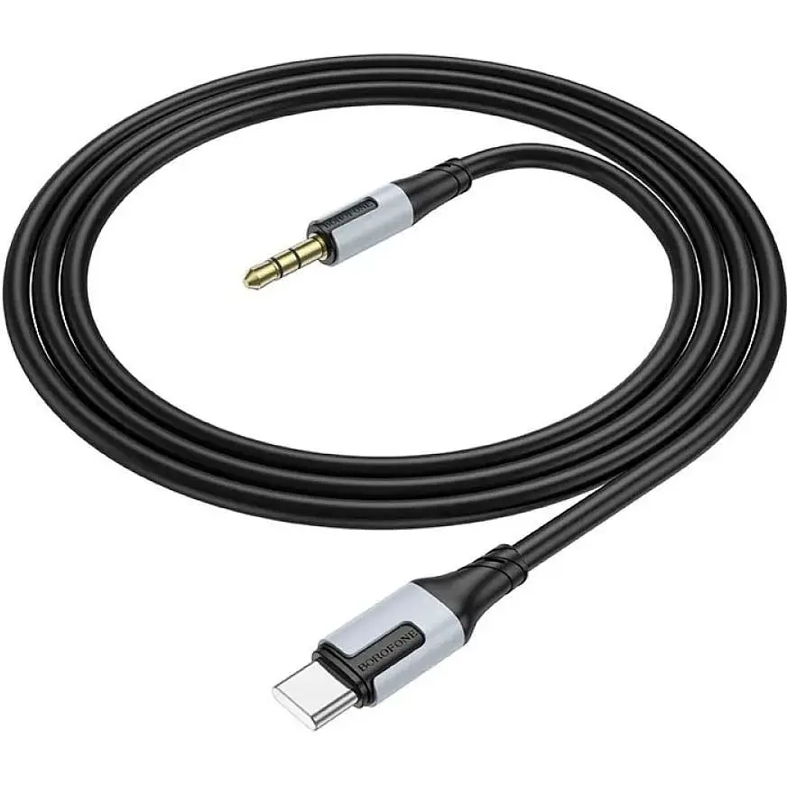 Кабель перехідник Type-C to Mini Jack 3.5мм Borofone BL19 Type-C - 3.5мм AUX чорний 1 м - фото 2