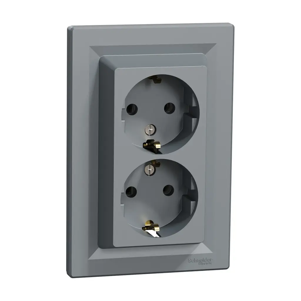 Розетка Schneider Electric ASFORA із заземленням подвійна сталь 16А (EPH9900162) - фото 2