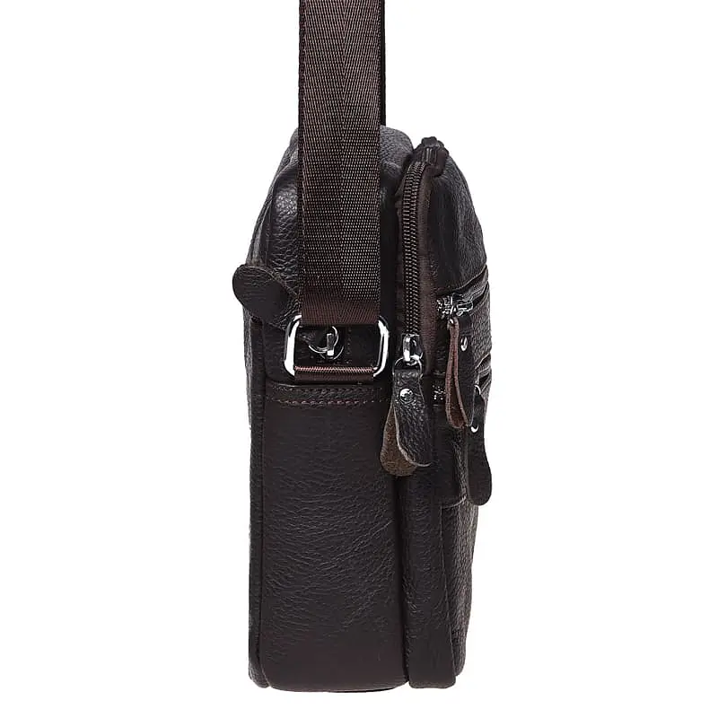 Чоловіча сумка Borsa Leather K13923 22x20x8 см Коричневий (14737) - фото 4