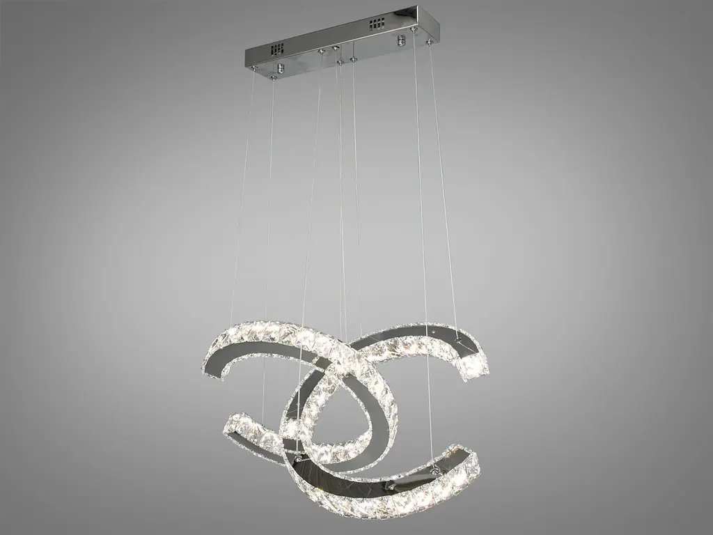 Люстра стельова LED Diasha 7219/400+400HR, 40W, хром, регульована висота, сучасний стиль для дому - фото 2