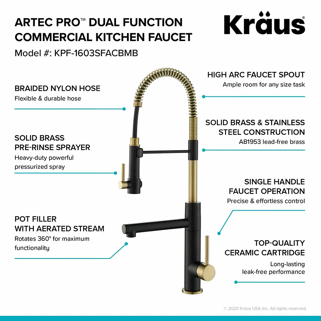 Смеситель для кухни Kraus Artec Pro KPF-1603SFACBMB, Черный матовый - фото 9