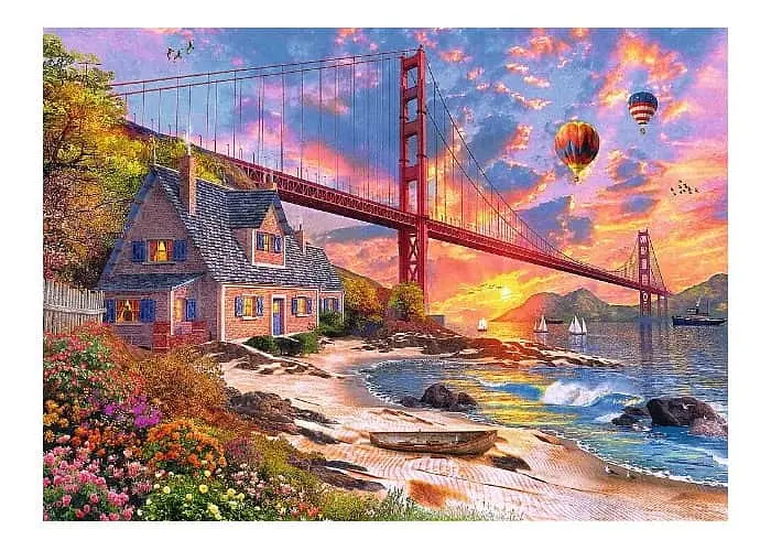 Пазл Trefl дерев'яний фігурний Захід сонця над Золотими воротами 1000 ел. (20164) - фото 2