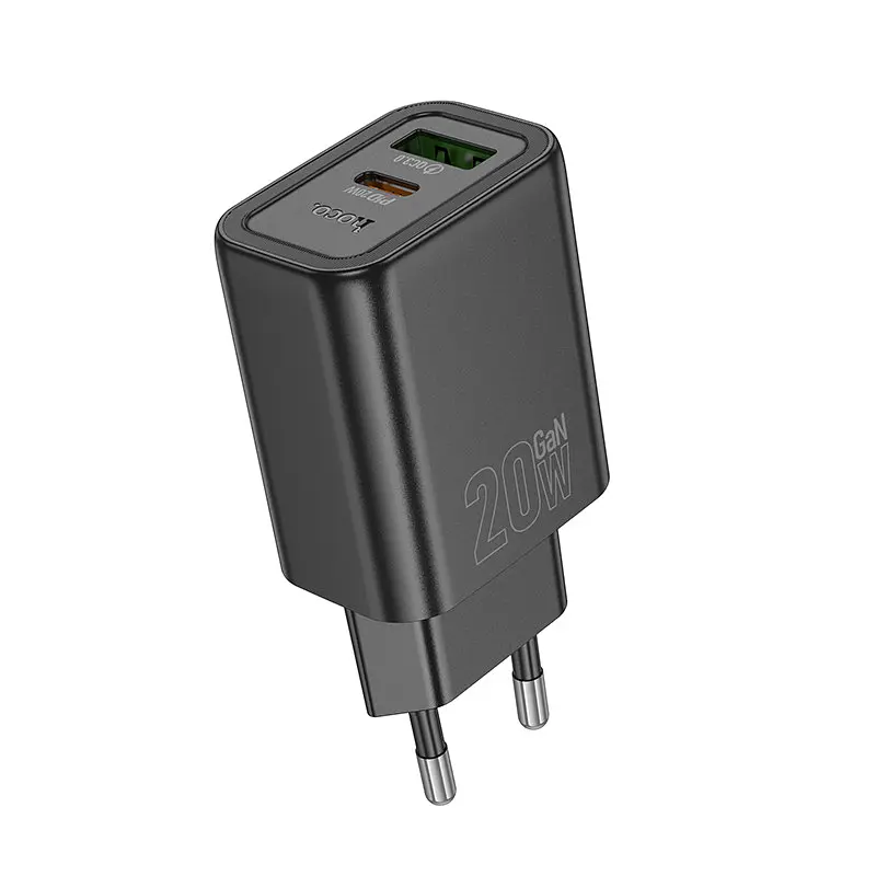 СЗУ Hoco N61 Gentle PD20W+QC3.0 (1USB-A/1C) + кабель Type-C to Type-C Black - фото 3