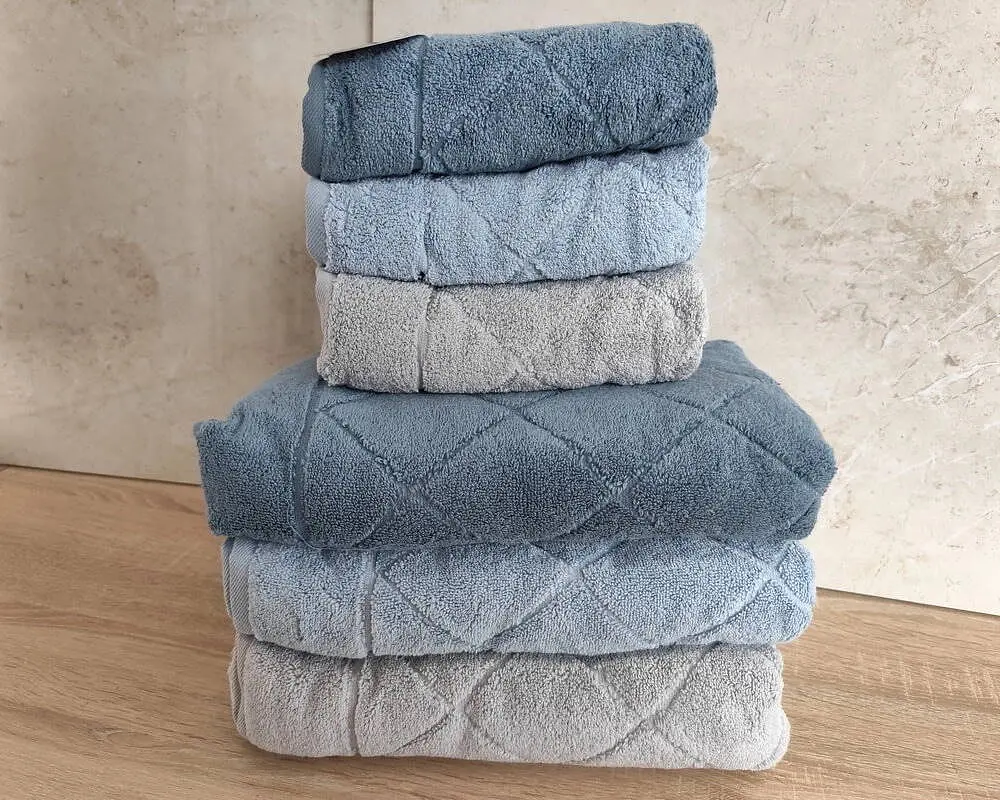 Набір турецьких махрових рушників Cestepe MicroCotton Premium 3 штуки 50x90 + 3 штуки 70х140 Eva 1 щільність 600 г/м2 - фото 3