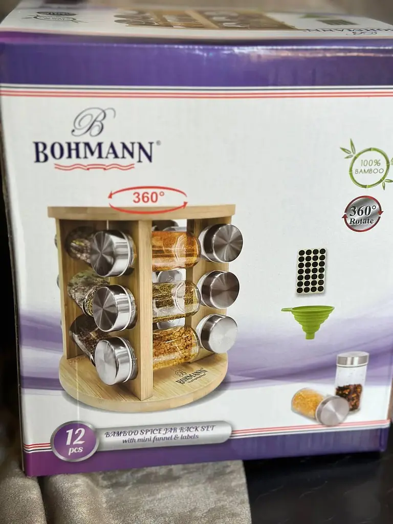 Органайзер для спецій Bohmann BH 7864-12 набір 12 скляних баночок підставка лійка - фото 6