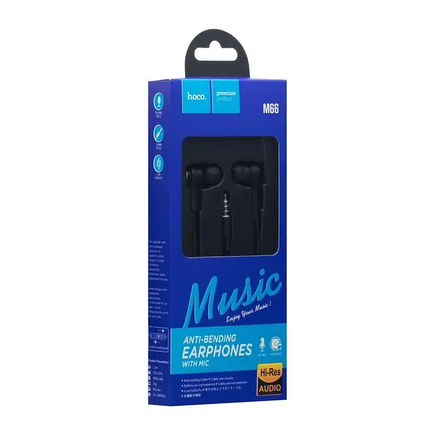 Проводные наушники Hoco M66 Passion in-line control eaphones with mic Hi-Res, 3.5mm, 1.2m, black - фото 4