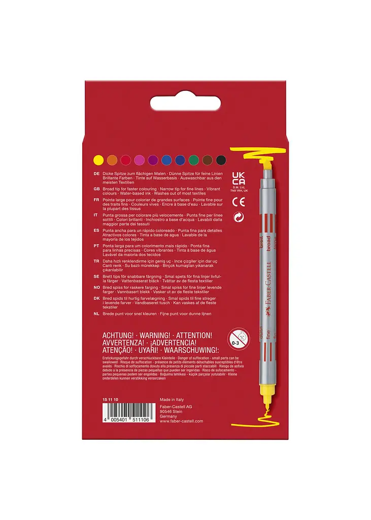 Фломастери 10 кол. FABER CASTELL Fibre-Tip двосторонні (151110) - фото 2