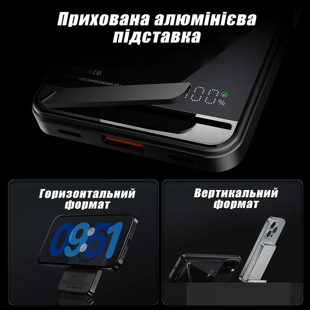 Бездротовий Повербанк з Бездротовою Зарядкою 10000 mAh 20W MagSafe Powerbank для iPhone Повербанк c Магсейф Магнітний Максейф - фото 3
