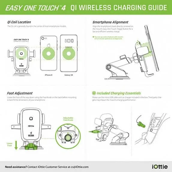 Автотримач-зарядка iOttie Easy One Touch Wireless Fast Charging Dash Windshield Mount HLCRIO134AM - фото 3